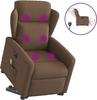 vidaXL Vidaxl - Sill&oacute;n De Masaje El&eacute;ctrico Reclinable Elevable Tela Marr&oacute;n
