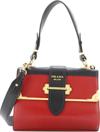 Prada Cahier Convertible City Calf and Saffiano Medium shoulder bag - Rood