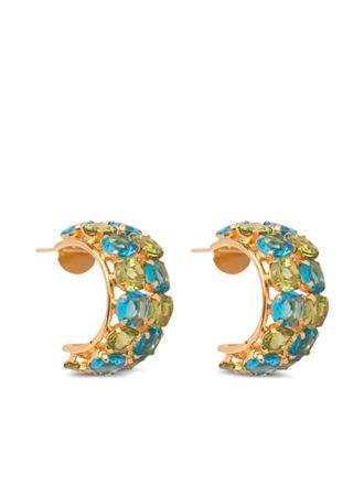 Bounkit Sana peridot and quartz hoop earrings - women - 14k Gold Plated Brass/Peridot/quartz - One Size