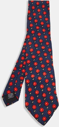 HUGO BOSS Boss By Hugo Boss Navy Blue Floral Printed Textured Silk Tie