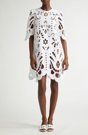 Dolce & Gabbana Openwork Embroidered Poplin Shift Dress in Bianco Ottico at Nordstrom, Size 2 Us