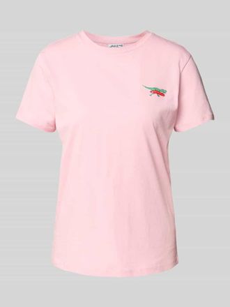 Jake*s Casual T-Shirt mit Motiv-Stitching in Fuchsia, Gr&ouml;&szlig;e XXL