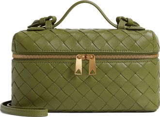 Bottega Veneta Intrecciato Leather Convertible Vanity Case in Matcha-Gold at Nordstrom