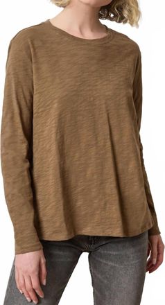 Lilla P Long Sleeve Boyfriend Tee In Truffle