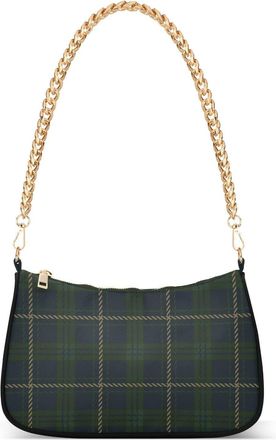 Alaza Green Navy Blue Flananel Buffalo Plaid Shoulder Bag Purse for Women Tote Handbag with Zipper Closure