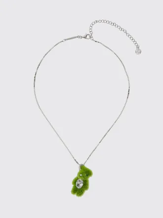 Yvmin Girocollo in argento placcato oro 18k con ciondolo verde e strass