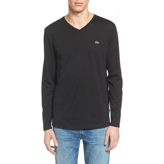 Lacoste Regular Fit Long Sleeve T-Shirt in 031 Black at Nordstrom, Size 8