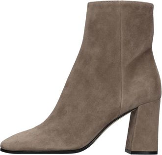 Sergio Rossi Suede Enkellaarsjes - Dames - Laarzen met Hak - Bruin - 36 EU - Leer - Schoenen