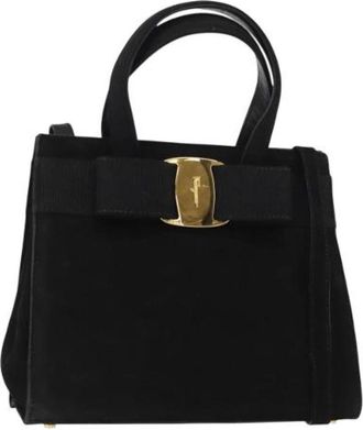 Ferragamo Pre-owned Handbags, female, Black, Size: ONE SIZE Pre-owned Suede Handbag