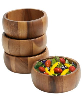 Woodard & Charles Set Of 4 Individual Acacia Bowls