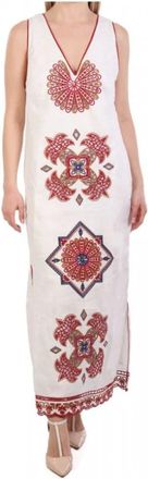 Farm Rio Midi Jurk - Dames - Maxi kleedjes - Beige - M - Katoen - Kleedjes