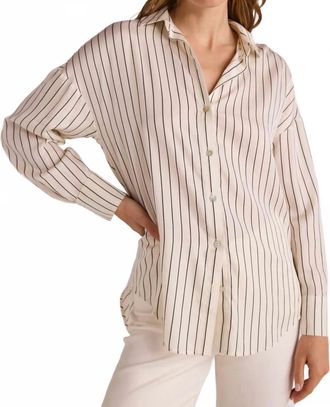 Bella Dahl Sadie Long Sleeve Button Down Shirt In Beige Stripe