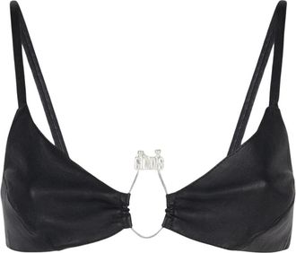 GCDS Hoop Logo-plaque Leren Bralette - Dames - BHs - Zwart - M - Leer - Ondergoed