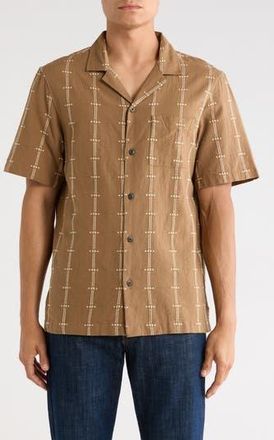 Lucky Brand Embroidered Cotton Camp Shirt in Shitake at Nordstrom Rack, Size Xx-Large