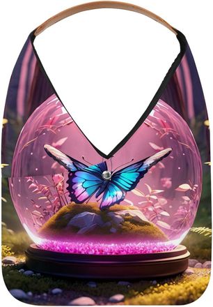 Generic Butterfly Crystal Ball Reusable Lightweight Grocery Bags - Foldable Into Compact Pouch, Washable & Sturdy, Multipurpose for Shopping and Travel