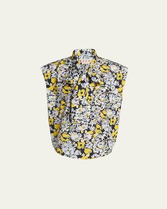 Marni Floral Tie-Neck Blouse