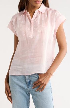 Joie Embroidered Cap Sleeve Top in Soft Pink at Nordstrom Rack, Size X-Small