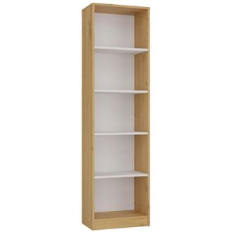 Topeshop Kaffi - Biblioteca con 5 estantes - 50x30x181 cm - Mueble de almacenamiento para libros - Roble artesanal