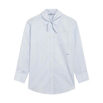 Prada Dames, Blouses & Shirts, Blauw, Maat: S Katoen