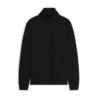 BOSS Cotton-terry sweatshirt with zipper collar