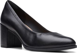 Clarks Freva55 Court Pump in Black Leat at Nordstrom Rack, Size 6.5