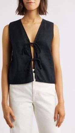 Rails Linen Tie Front Vest in Black at Nordstrom Rack, Size Xx-Small