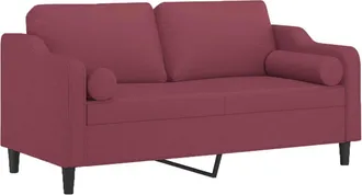 vidaXL Sof&aacute; De 2 Plazas Con Cojines Tela Rojo Tinto 140 Cm Vidaxl