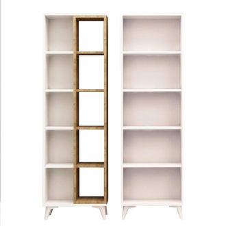 Calicosy 15-Shelf Shelf Unit In Oak & White Finish, 162 Cm High - Potenza in Light Brown