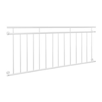 ECD Germany Ecd Germany Balc&oacute;n Estilo Franc&eacute;s 184 X 90 Cm Acero Con Barras Transversales Barandilla Superficie Mate Y Rugosa Color Blanco Rejas De Seguridad Inter
