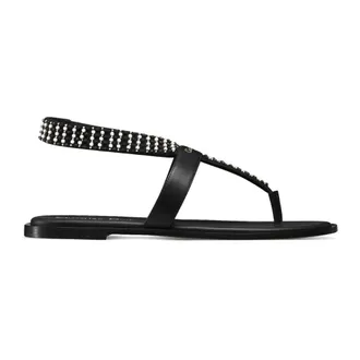 Dior Flat Sandals, female, Black, 4 UK, Eclat Thong Sandal Black White Pearls