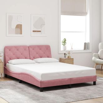 vidaXL Estructura De Cama Sin Colch&oacute;n Terciopelo Rosa 140x200 Cm Vidaxl
