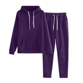 Generic Tracksuit Womens Full Set 2 Piece Sweatsuit Outfit Jogging Suits Hoodie Tracksuit Long Sleeve Crewneck Pullover Sweatshirt Jogger Sweatpant Lounge Ful