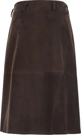 Semicouture Womens Skirt Rosanne Suede Brown Viscose And Polyester