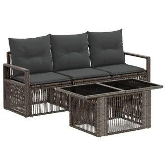 vidaXL Set Divano Da Giardino 4 Pz Grigio E Grigio Scuro Polyrattan Vidaxl