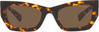 Miu Miu 53mm Rectangular Sunglasses in Honey Havana /Dark Brown at Nordstrom