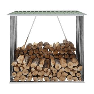 vidaXL Vidaxl - Casetilla Para Le&ntilde;a Acero Galvanizado Verde 163x83x154 Cm