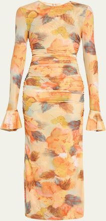Cinq &agrave; Sept Neriah Watercolor Floral Mesh Maxi Dress