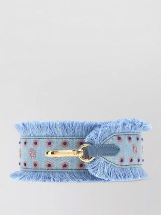 Fendi denim you shoulder strap fringe pattern