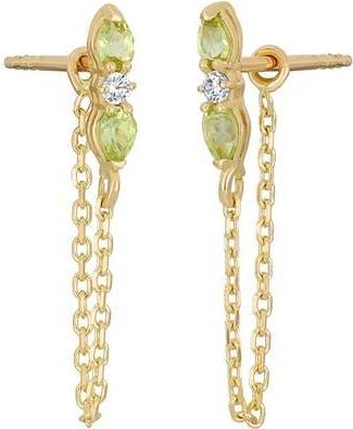 Bony Levy 14K Yellow Gold Color Semiprecious Stone & Diamond Chain Drop Earrings in 14K Yellow Gold Garnet Peridot at Nordstrom Rack