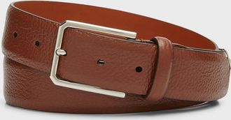 Santoni Mens Grained Leather Belt