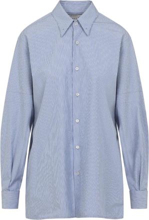 Maison Margiela Lichtblauw Katoenen Overhemd - Dames - Overhemden - Blauw - S - Katoen - Overhemden
