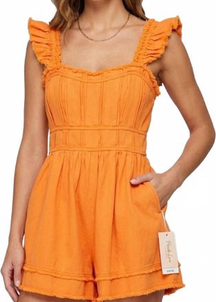 Peach Love California Cotton Twill Romper In Orange