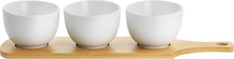 Gibson Home Gracious Dining 4 Piece Fine Ceramic Tidbit Bowl Set with Base in White