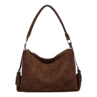Generic PU Leather Frosted Shoulder Bag All-Match Underarm Bag Commute Handbag (Coffee) (Coffee)