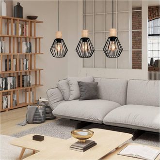 Loops Stylish Black & Brown Triple Pendant Ceiling Light - Hanging Design