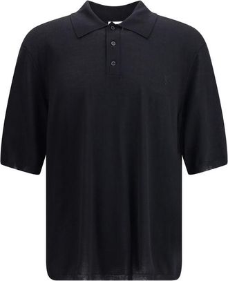 Saint Laurent Black Wool Polo Mens Shirt