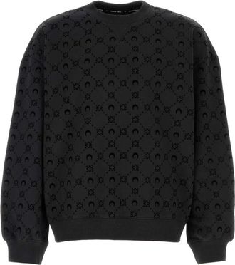 Marine Serre Black Cotton Sweatshirt