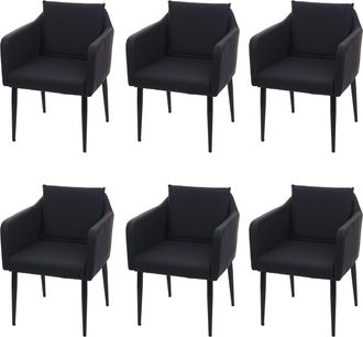 Hhg Hhg - Lote De 6 Silla De Comedor 734, Silla De Cocina Sill&oacute;n Silla, Imitaci&oacute;n De Cuero Negro