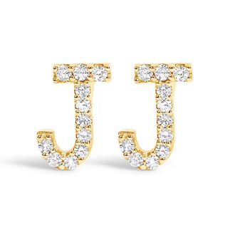House of Brilliance 10K Gold 1/10 Cttw Diamond Initial A to Z Stud Earring
