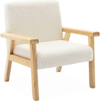 Sweeek Childrens scandi-style armchair in boucle fabric, rubberwood white 47x43.5x50 cm - Isak kids